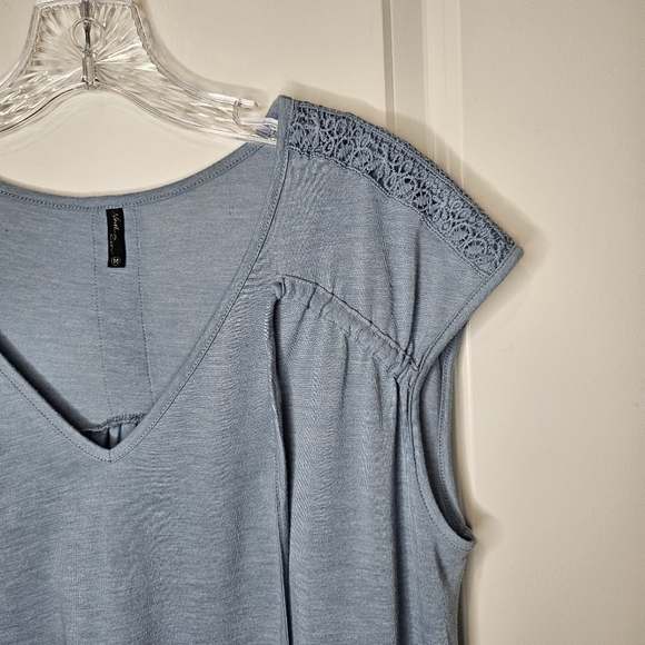 North River Womens Jersey V Neck Soft Blue Knit Lagenlook Flowy Top Size Medium - Picture 2 of 10